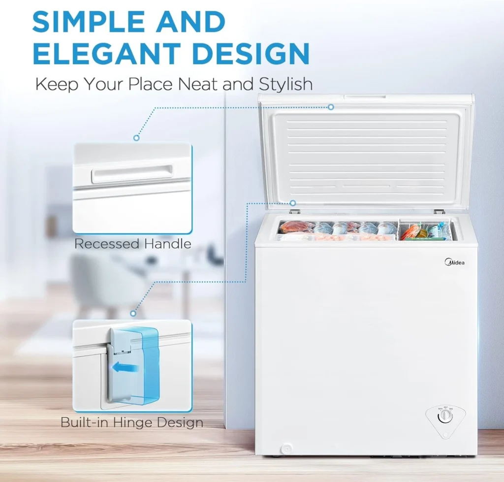 The 7 cu ft chest freezer midea has a simple and elegant look
